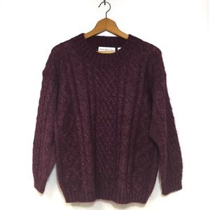 Vintage 90"s Paris Sport Club Mohair Cable knit Sweater Berry Cottagecor…
